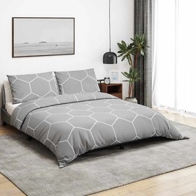 vidaXL Σετ Παπλωματοθήκης Γκρι και Λευκό 220x240 εκ. Βαμβακερό