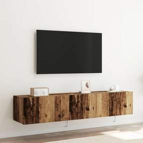 Ντουλάπες τηλεόρασης με φώτα LED 2 τεμάχια Παλιό ξύλο 80x35x31 εκ.