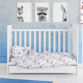 Σεντόνι Κούνιας Με Λάστιχο (70x140+15) Dimcol Dino 309 White-Blue