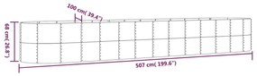 Ζαρντινιέρα Γκρι 507x100x68 εκ. Ατσάλι με Ηλεκτρ. Βαφή Πούδρας - Γκρι