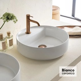 Bianco Ceramica Focus Eπιτραπέζιος Πορσελάνινος Νιπτήρας Ø42εκ Λευκό Γυαλιστερό