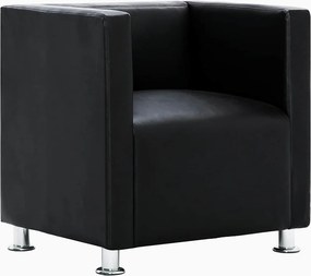 vidaXL Πολυθρόνα Cube Μαύρη από Συνθετικό Δέρμα