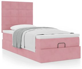 VidaXL Οθωμανικό κρεβάτι με στρώματα ροζ 80x200cm Velvet