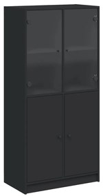 vidaXL Ντουλάπα με Πόρτες Μαύρο 68x37x142 εκ. Επεξεργασμένο Ξύλο