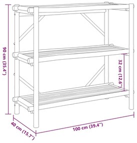 Ραφιέρα 3 Επιπέδων 100x40x90 εκ. από Μπαμπού - Καφέ