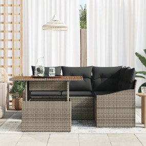 vidaXL Σετ 5 Τεμαχίων Καναπέ Κήπου με Μαξιλάρια Γκρι Πολυ Ρατάν