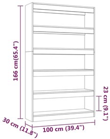 Βιβλιοθήκη/Διαχωριστικό Χώρου Γκρι Sonoma 100x30x166 εκ. - Γκρι