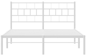 vidaXL Πλαίσιο Κρεβατιού με Κεφαλάρι Λευκό 135 x 190 εκ. Μεταλλικό