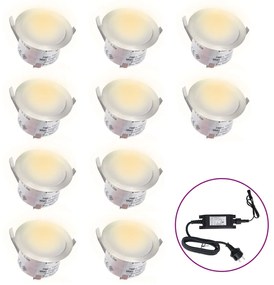 vidaXL Σποτ Δαπέδου Χωνευτά LED 10 τεμ. Θερμό Λευκό