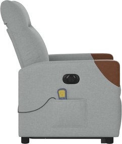 vidaXL Πολυθρόνα Μασάζ Ηλεκ. Ανακλινόμενη Ανύψωση Αν. Γκρι Υφασμάτινη