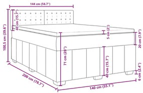 Κρεβάτι Boxspring με Στρώμα Taupe 140x200 εκ. Υφασμάτινο - Μπεζ-Γκρι