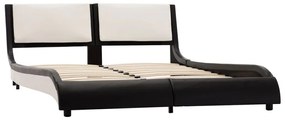 Πλαίσιο Κρεβατιού με LED Ασπρόμαυρο 140x200 εκ. Συνθετικό Δέρμα - Μαύρο