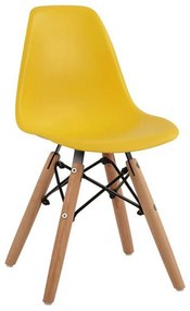 Καρέκλα Παιδική Με Ξύλινα Πόδια Twist Kid HM8453.04 Yellow Σετ 4τμχ Polypropylene, Wood, Metal