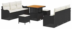 vidaXL Σετ Καναπέ Κήπου με μαξιλάρι 9 pcs Μαύρο, Κρέμα 80 x 80 x 71 cm