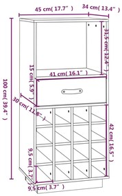 Κάβα Κρασιών Μαύρο 45 x 34 x 100 εκ. από Μασίφ Ξύλο Πεύκου - Μαύρο