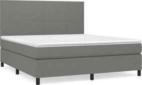 vidaXL Κρεβάτι Boxspring με Στρώμα Σκούρο Γκρι 180x200 εκ Υφασμάτιν