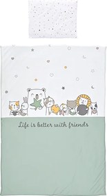 BEDDING SET 3  PIECES  HAPPY FRIENDS MINT