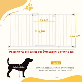 Φράγμα σκύλου, επεκτάσιμο, στερέωση με σφιγκτήρα, μεταλλικό, 136x76 cm, λευκό