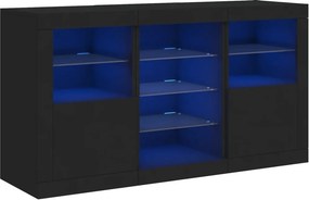 vidaXL Μπουφές με LED Μαύρος 123 x 37 x 67 εκ.