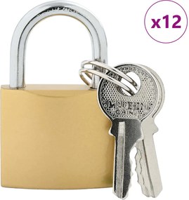vidaXL Κλειδαριά U με Κλειδιά 12 pcs Ορείχαλκος Σίδερο