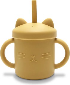 SILICONE CUP WITH HANDLES+STRAW NATURAL YELLOW