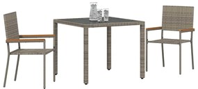 vidaXL Σέτ φαγητού για κήπο 3 pcs Γκρι και Καφέ συνθετικό ρατάν