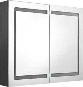 vidaXL Καθρέφτης Μπάνιου με Ντουλάπι &amp; LED Γκρι 80x12x68 εκ.