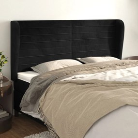vidaXL Κεφαλάρι με Πτερύγια Μαύρο 203x23x118/128 εκ. Βελούδινο