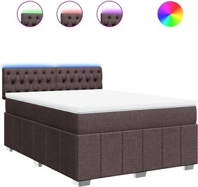 vidaXL Κρεβάτι Boxspring με Στρώμα Σκούρο Καφέ 140x190 εκ. Υφασμάτινο