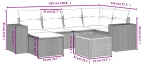 vidaXL Καναπές Σετ 7 Τεμαχίων Μαύρο Συνθετικό Ρατάν με Μαξιλάρια