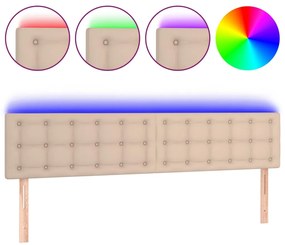 vidaXL Κεφαλάρι Κρεβατιού LED Καπουτσίνο 200x5x78/88 εκ. Συνθετ. Δέρμα