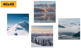Σετ εικόνων χιονισμένα βουνά - 4x 60x60