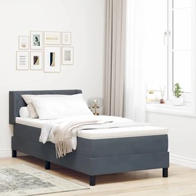 vidaXL Κρεβάτι Box Spring με Στρώμα  Γκρι Σκούρο 90x200 εκ. Βελούδο