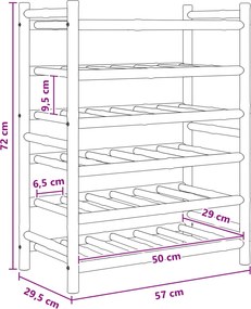 vidaXL Ράφι Κρασιού Φυσικό 57 x 29,5 x 72 εκ. Μπαμπού