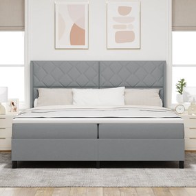 vidaXL κρεβάτι Box Spring με στρώμα  Ανοιχτό γκρι 200x200 εκ. Υφασμάτινο