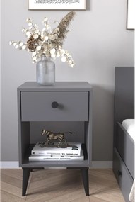 Κομοδίνο ArteLibre AMARI Ανθρακί Μοριοσανίδα 43x43x67.5cm