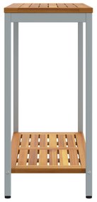 vidaXL Εξωτερικό Τραπέζι Φυσικό & Γκρι 35x80x75 εκ. Μασίφ Ξύλο και Χάλυβας