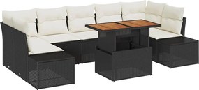 vidaXL Σετ Καναπέ Κήπου με αποθήκευση 8 pcs Μαύρο Πολυ ράταν