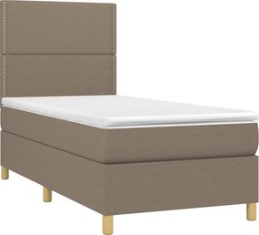 vidaXL Κρεβάτι Boxspring με Στρώμα Taupe 100 x 200 εκ. Υφασμάτινο