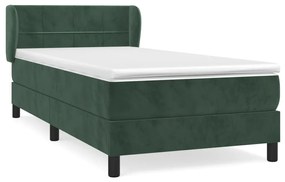 vidaXL Κρεβάτι Boxspring με Στρώμα Σκούρο Πράσινο 80x200 εκ. Βελούδινο