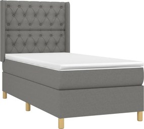 vidaXL Κρεβάτι Boxspring με Στρώμα Σκούρο Γκρι 80x200 εκ. Υφασμάτινο