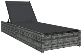 vidaXL Ξαπλώστρα Γκρι 60x200x27 εκ. Συνθετικό ρατάν