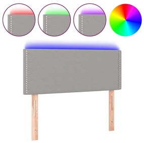 Κεφαλάρι Κρεβατιού LED Ανοιχτό Γκρι 100x5x78/88 εκ. Υφασμάτινο - Γκρι