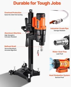 VEVOR Diamond Core Drill Machine Concrete Core Drill Rig with Stand 10 in 2500W