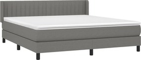 vidaXL Κρεβάτι Boxspring με Στρώμα Σκούρο Γκρι 180x200 εκ Υφασμάτιν