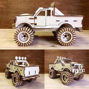 Intra απο ξύλο plywood 3mm-4mm πάχος - Monster Truck 3D Puzzle Δίασταση 30x30 cm Intraeaxys-zo9q441k