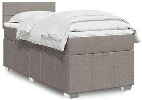 Κρεβάτι Boxspring με Στρώμα Taupe 90x200 εκ. Υφασμάτινο - Μπεζ-Γκρι