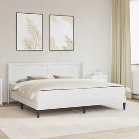 vidaXL Σκελετός κρεβατιού με στρώμα Λευκό 200 x 200 cm Τεχνητό Δέρμα