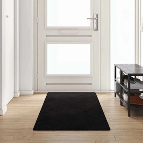 vidaXL Δερμάτινο Χαλί Μαύρο 80 x 300 cm 100% Πολυπροπυλένιο Τούφτα