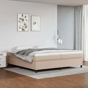 vidaXL Κρεβάτι Boxspring με Στρώμα Καπουτσίνο 200x200εκ.από Συνθ.Δέρμα